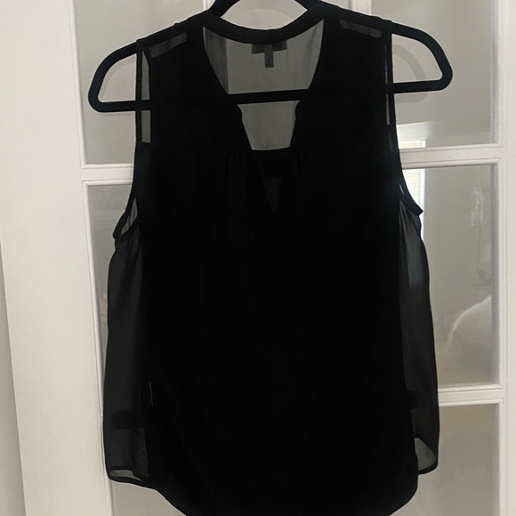 SILK JOIE Collarless button-down cami in BLK - Picture 3 of 3